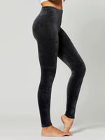 Conceited Velvet Leggings for Women - Soft Warm Velour Pants - Charcoal Grey - Small