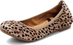 BORN Women's, Julianne Flat 9 Black/Natural Leopard Fabric