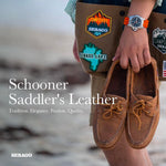 Sebago Schooner Saddler's Leather Boat Shoes - Waterproof Moccasins for Men Featuring Leather Sock Lining, and Non-Marking, Slip-Resistant Outsoles, Brown Tan - 8.5 Regular