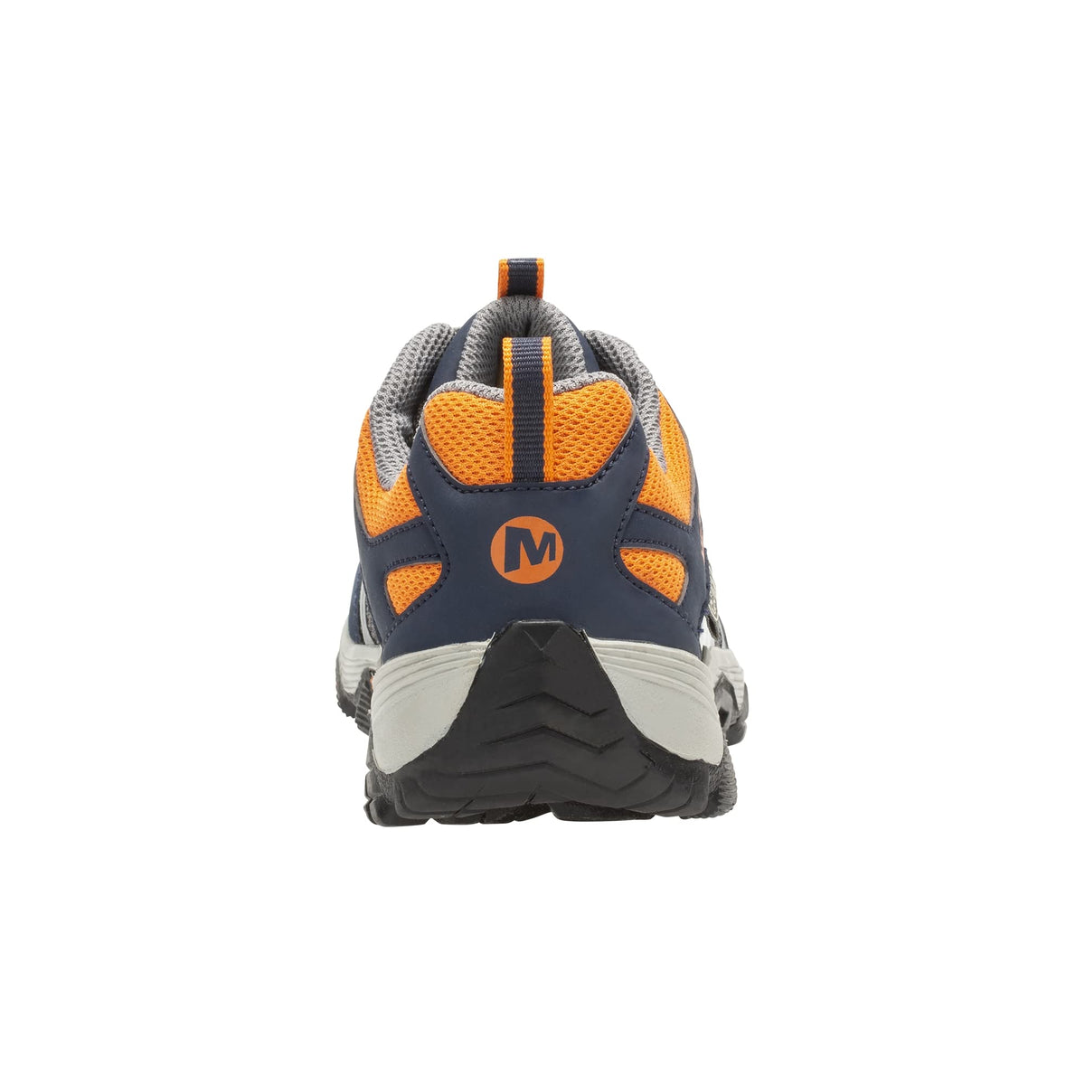 Merrell Moab FST Low Waterproof Hiking Sneaker, Navy/Grey/Orange, 3.5 Wide US Unisex Big_Kid