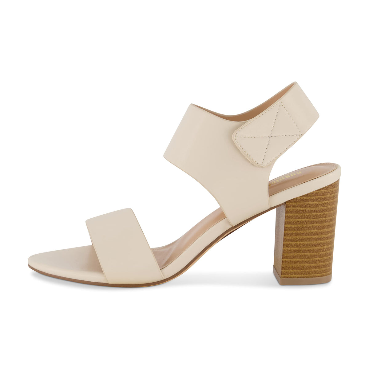 CUSHIONAIRE Women's Talent cut out heel sandal +Memory Foam and Wide Widths Available, Cream 6.5 W