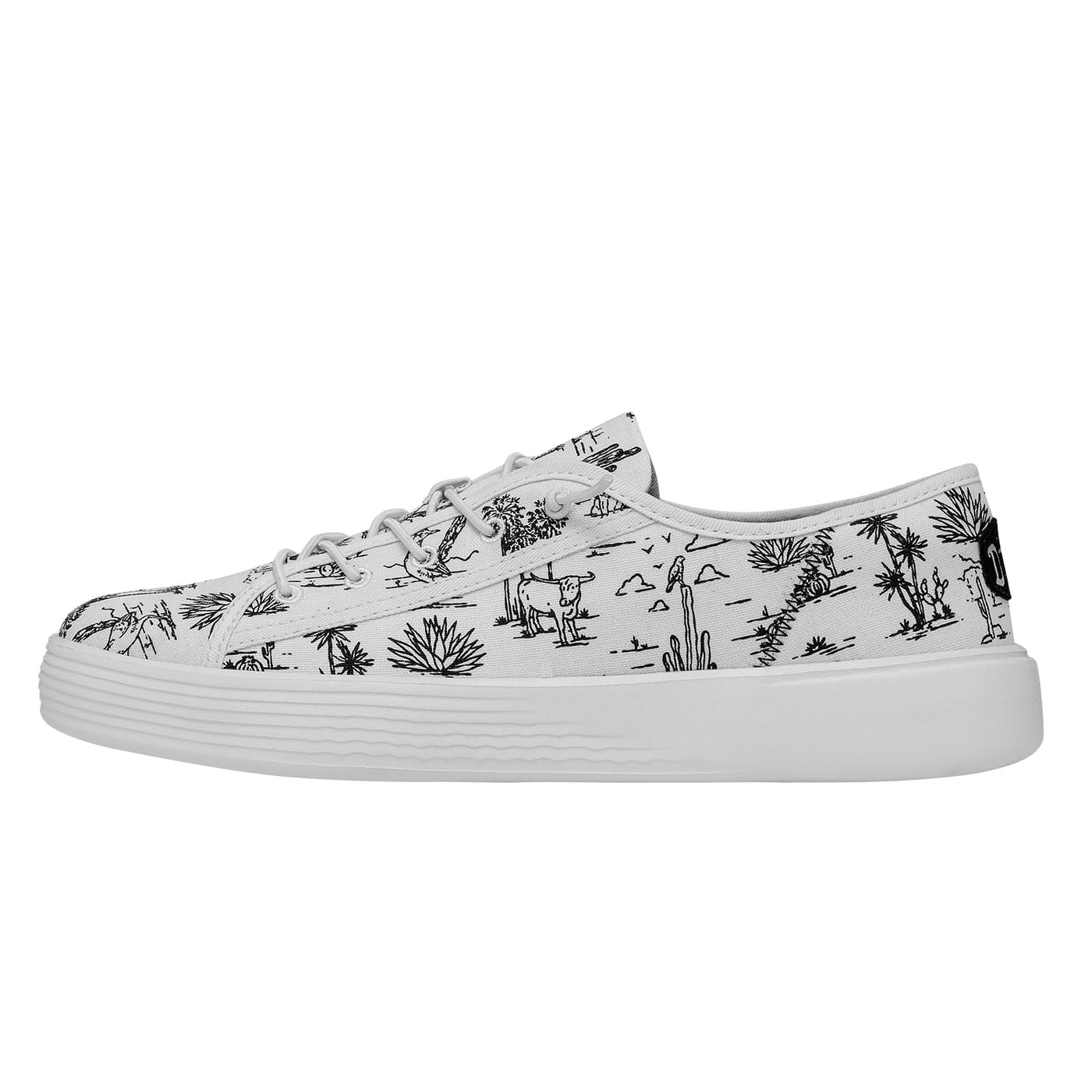 Hey Dude Cody Desert White/Black Men's Size 14 | Unisex Sneakers | Unisex Slip On Shoes | Comfortable & Light-Weight
