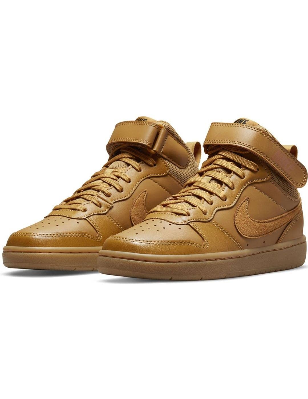 Nike Court Borough Mid 2 (Big Kid) Sneaker, Wheat/Wheat/Black/White, 4.5 US Unisex