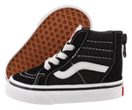Vans Kids Sk8-Hi Zip (Infant/Toddler) Sneaker, Black/White, 7 US Unisex