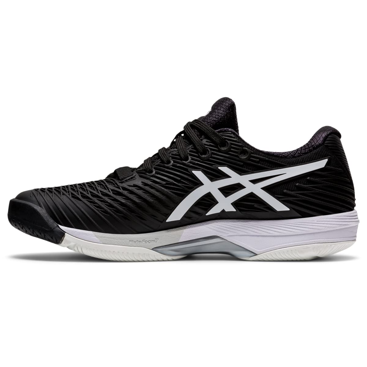 ASICS Women's Solution Speed FlyteFoam 2 Tennis Shoes, 6.5, Black/White