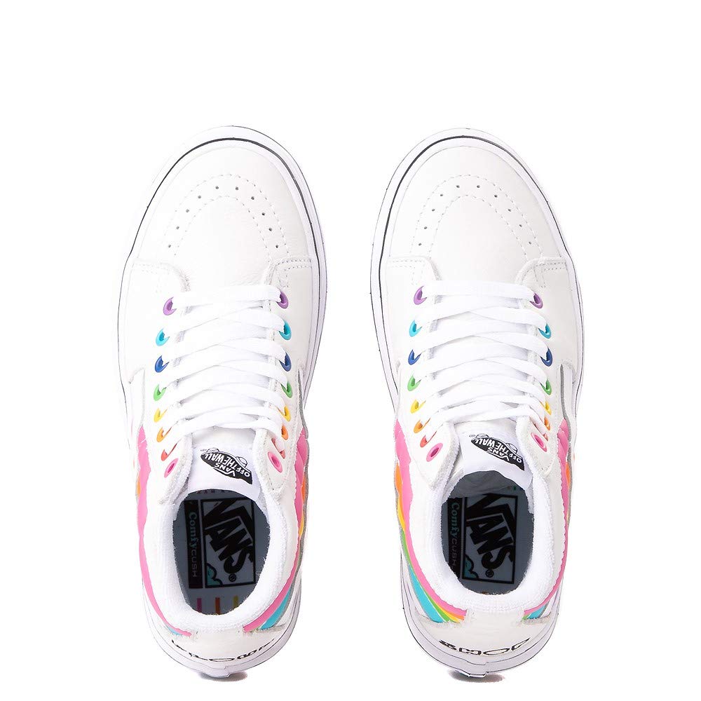 Unisex Classic Flour Shop Sk8 HI Super Comfycush Platform Skate Shoe White/Rainbow (7.5)