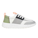 HEYDUDE Men's Kid Sirocco Play Colorblock (Little Kid/Big Kid), White/Grey/Olive, 2 Medium