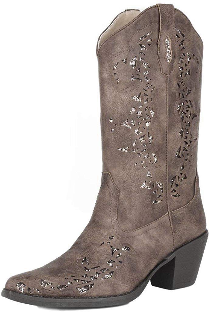 ROPER Women's Alisa Metallic Inlay Boot Pointed Toe Brown 8 M