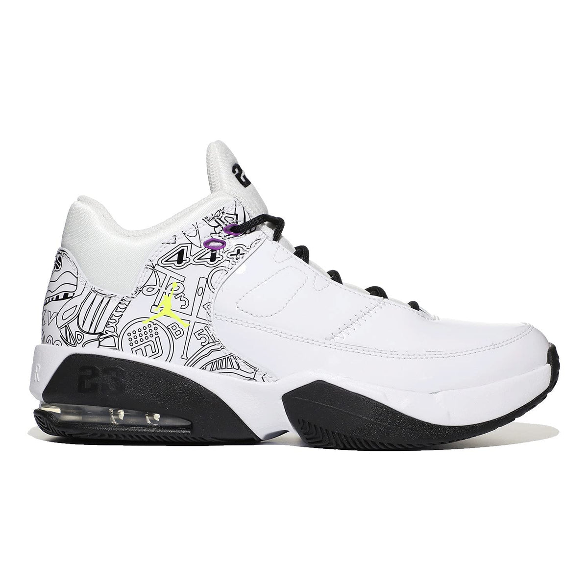 Jordan Girl's Max Aura 3 DIY (Big Kid) White/Black/Hyper Violet/University Blue 5 Big Kid M