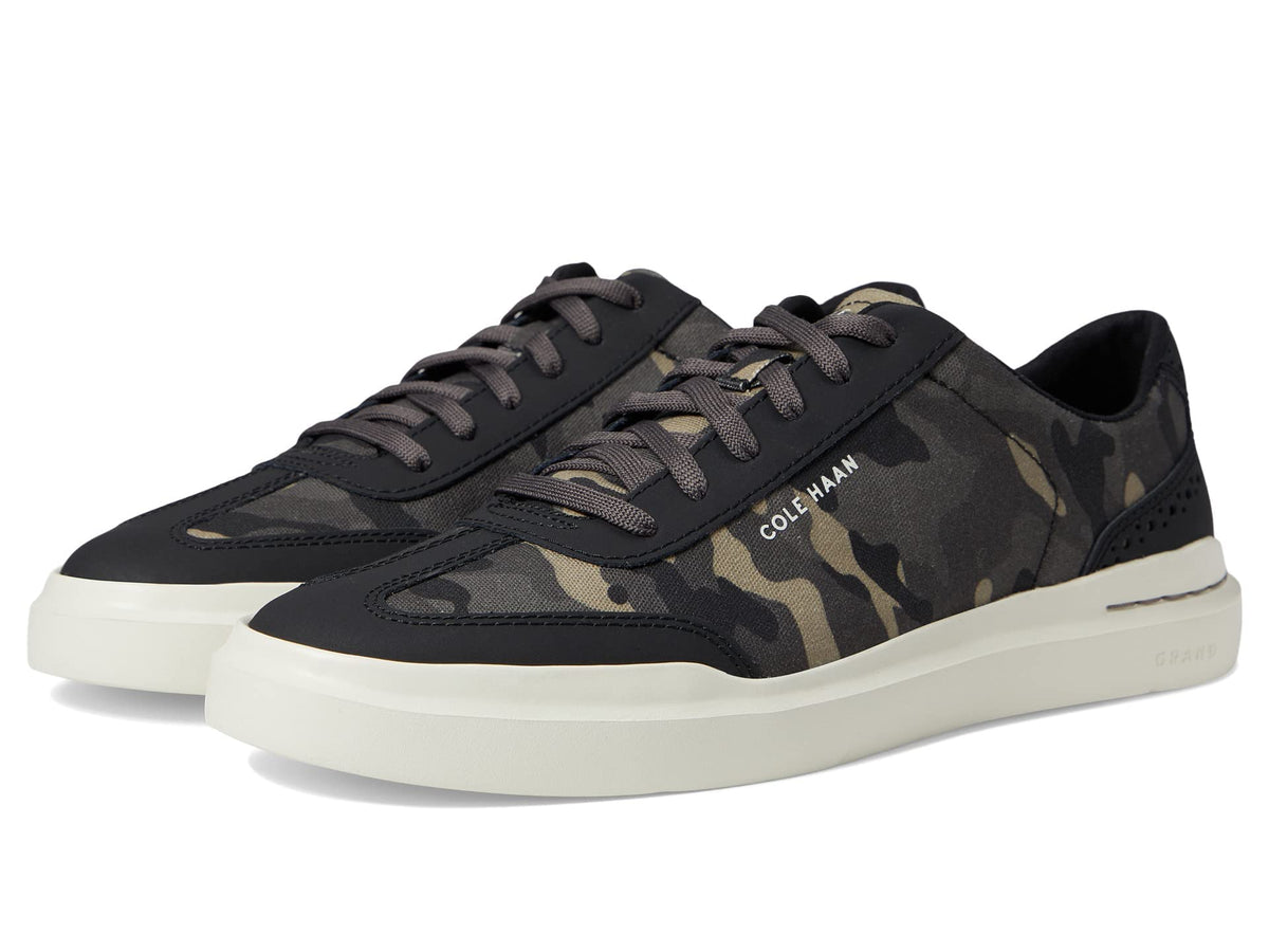 Cole Haan Grandpro Rally Canvas T-Toe Sneakers for Men - Canvas Upper - Textile Lining - T-Toe Design Black/Dark Pavement Camo 13 D - Medium
