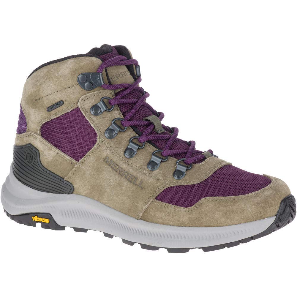 Merrell Womens Ontario 85 Mesh Mid WP Hiking Boot, Olive/Blackberry - 7.5 M