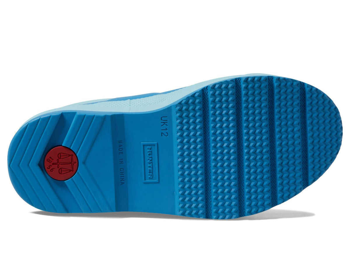 Hunter Kids Play Boot for Little and Big Kid Offers Rubber Upper with Ankle Pull Tab, and Durable Poolhouse Blue/Bleached Blue/Illuminating Yellow 4 Big Kid M