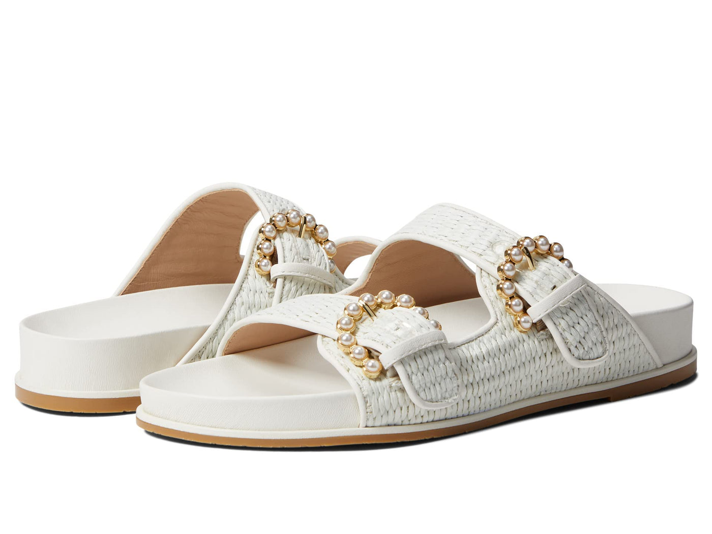 Stuart Weitzman Womens Piper Slide Sandal Cream 1 8 B