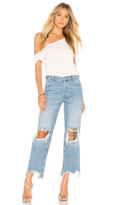 Free People We The Free Maggie Mid-Rise Straight Leg Light Stone Wash 29 26