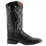 Ferrini Men's Taylor Teju Lizard Square Toe Leather Heeled Western Boots, Black, 11