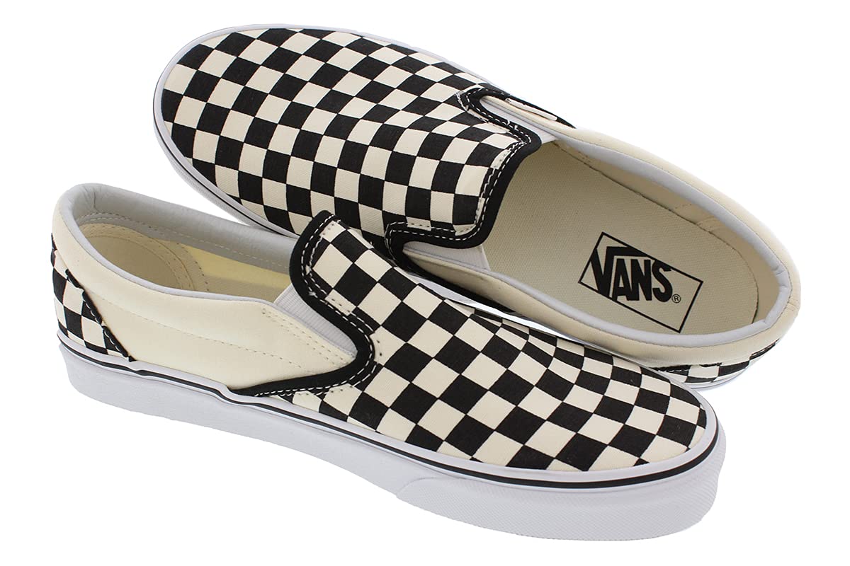 Vans Unisex Classic Slip-On (Italian Weave) Skate Shoe (6.5 B(M) US Women / 5 D(M) US Men, Black/Off White Checkerboard)