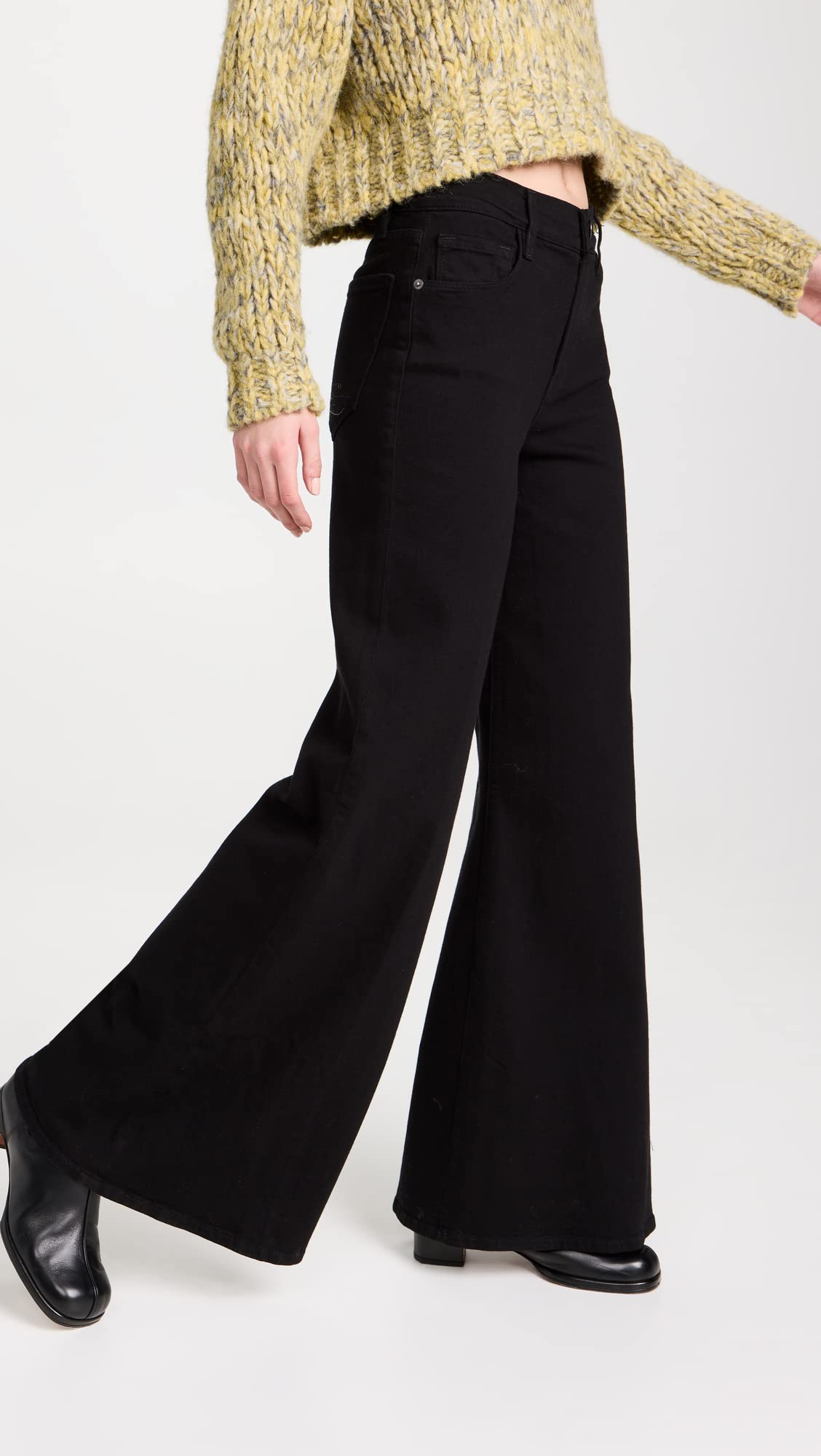 FRAME Women's Le Palazzo Pants, Film Noir, Black, 29