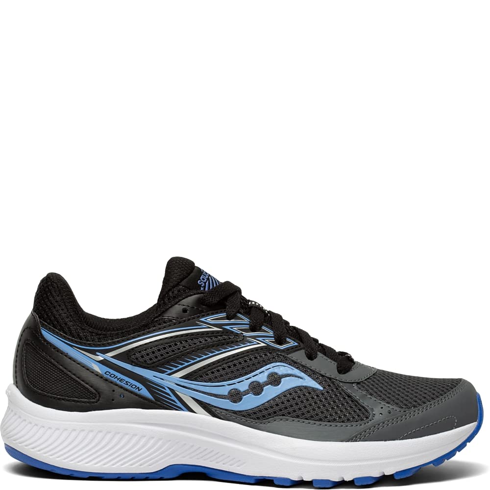 Saucony Women's Cohesion 14 Road Running Shoe, Charcoal/Jewel, 6