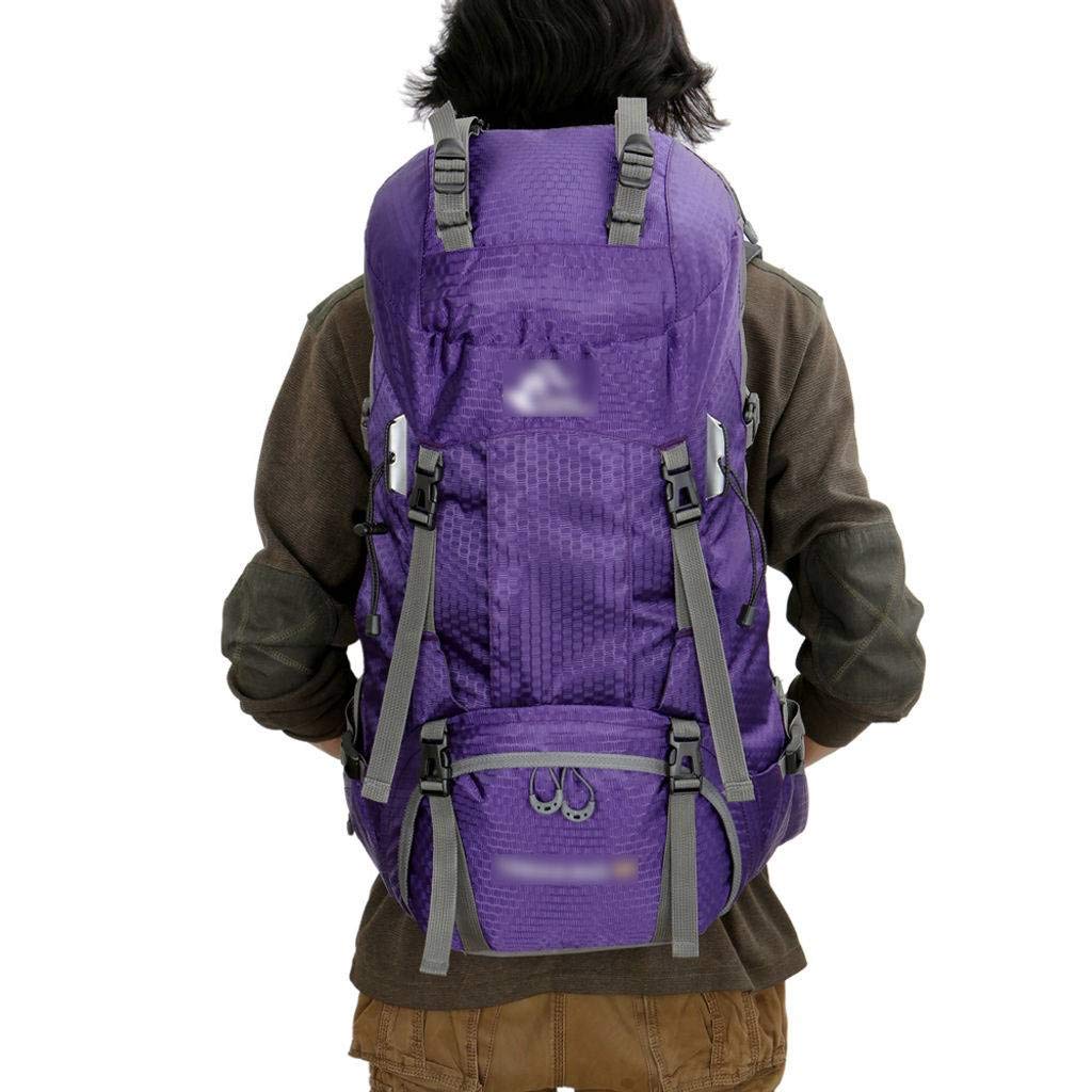 60L Hiking Backpack with Rain Cover, Lightweight Outdoor Trekking Multipurpose Backpack for Climbing Camping-Purple