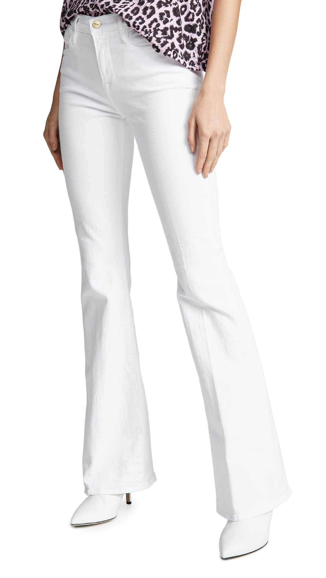 FRAME Women's Le High Flare Jeans, Blanc, White, 26