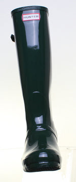 Hunter Original Back Adjustable Gloss Rain Boots for Women - Nylon Lining with Cushioned Footbed, Multilayered Sponge Insole, and Pull-On DesignGreen 8 M