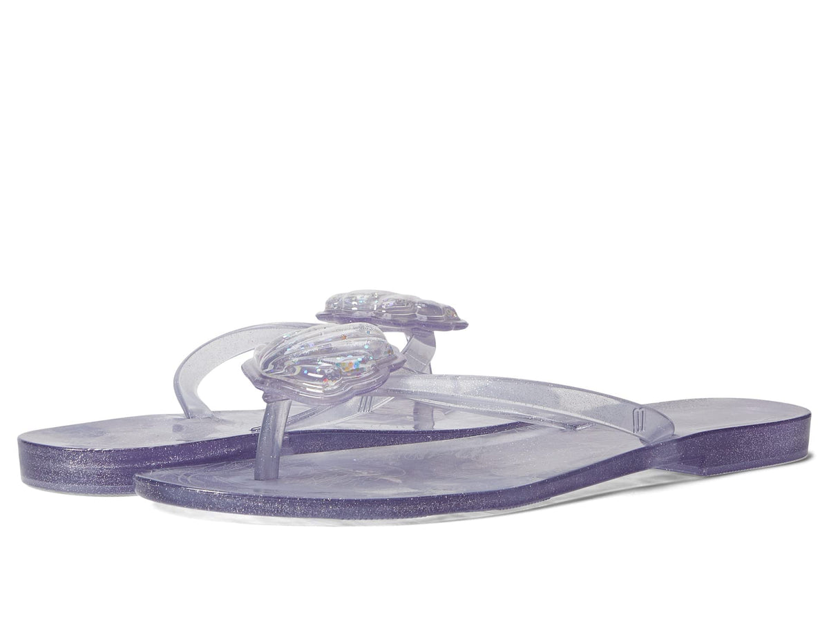 Melissa Shoes Harmonic XV - Thong Slippers for Women - Smooth Man-Made Lining - Sparkly Seashell Accent Clear Glass Glitter 1 6 M