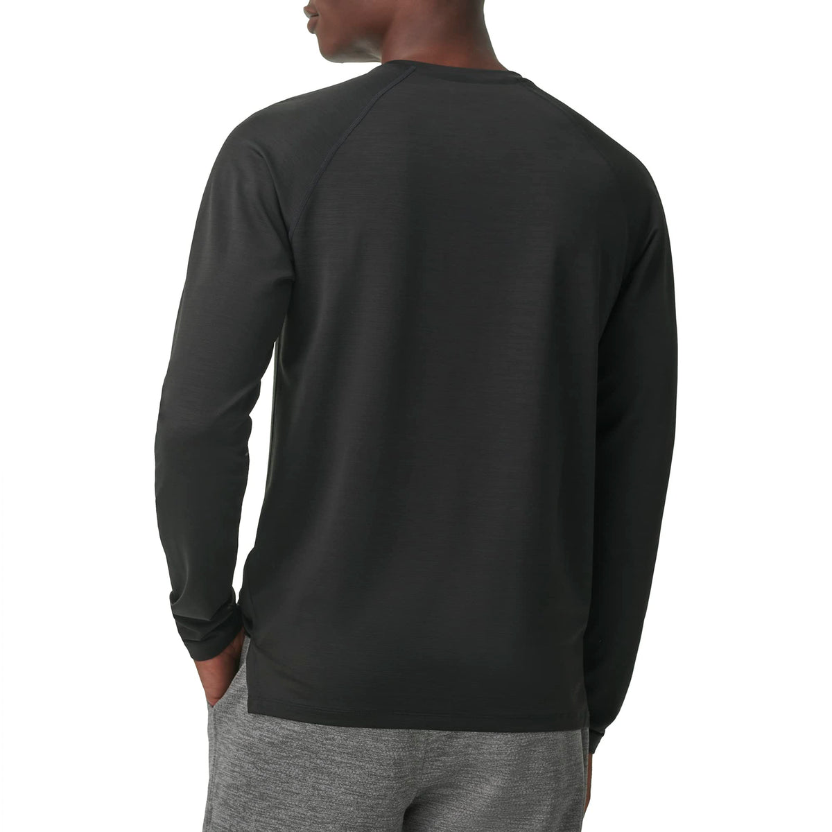 BASS OUTDOOR Men's Knit Long Sleeve Tee, Black, Medium