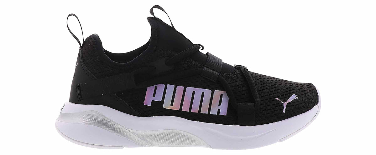 PUMA Softride Rift Slip-On Prismatic (Big Kid) Black Silver 5 Big Kid M