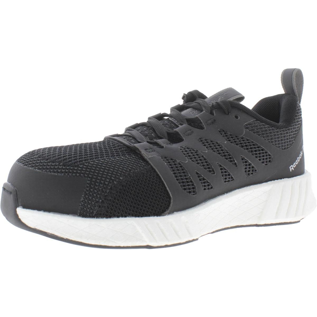 Reebok Work Women's RB413 Fusion Flexweave Safety Composite Toe Athletic Work Shoe Black and White, 7.5