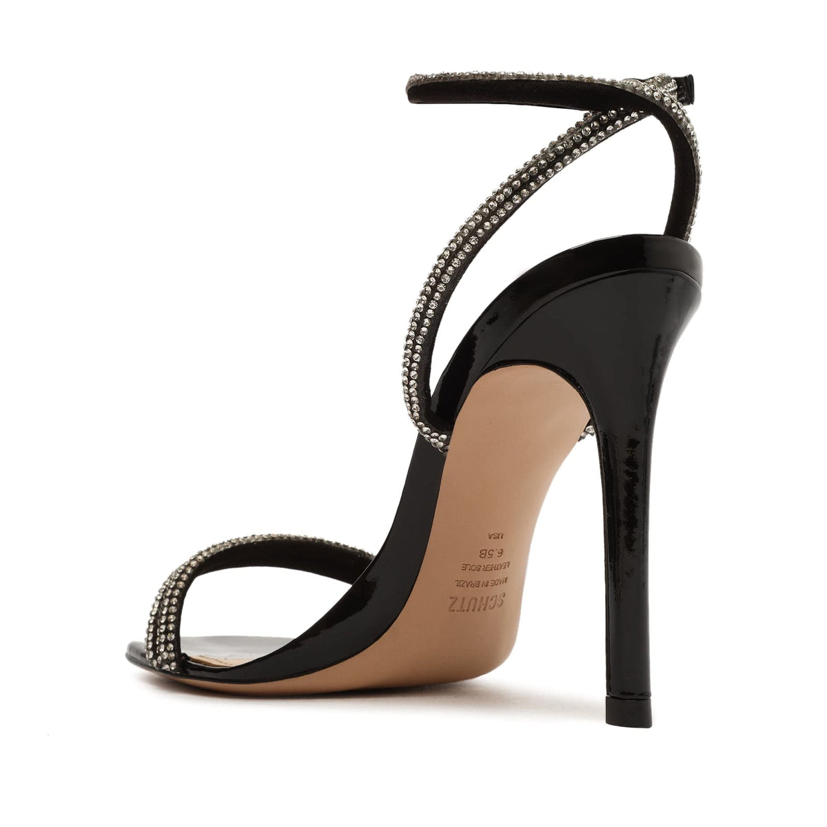 SCHUTZ Womens Altina Glam Buckle Leather Heels Black 6 Medium (B,M)