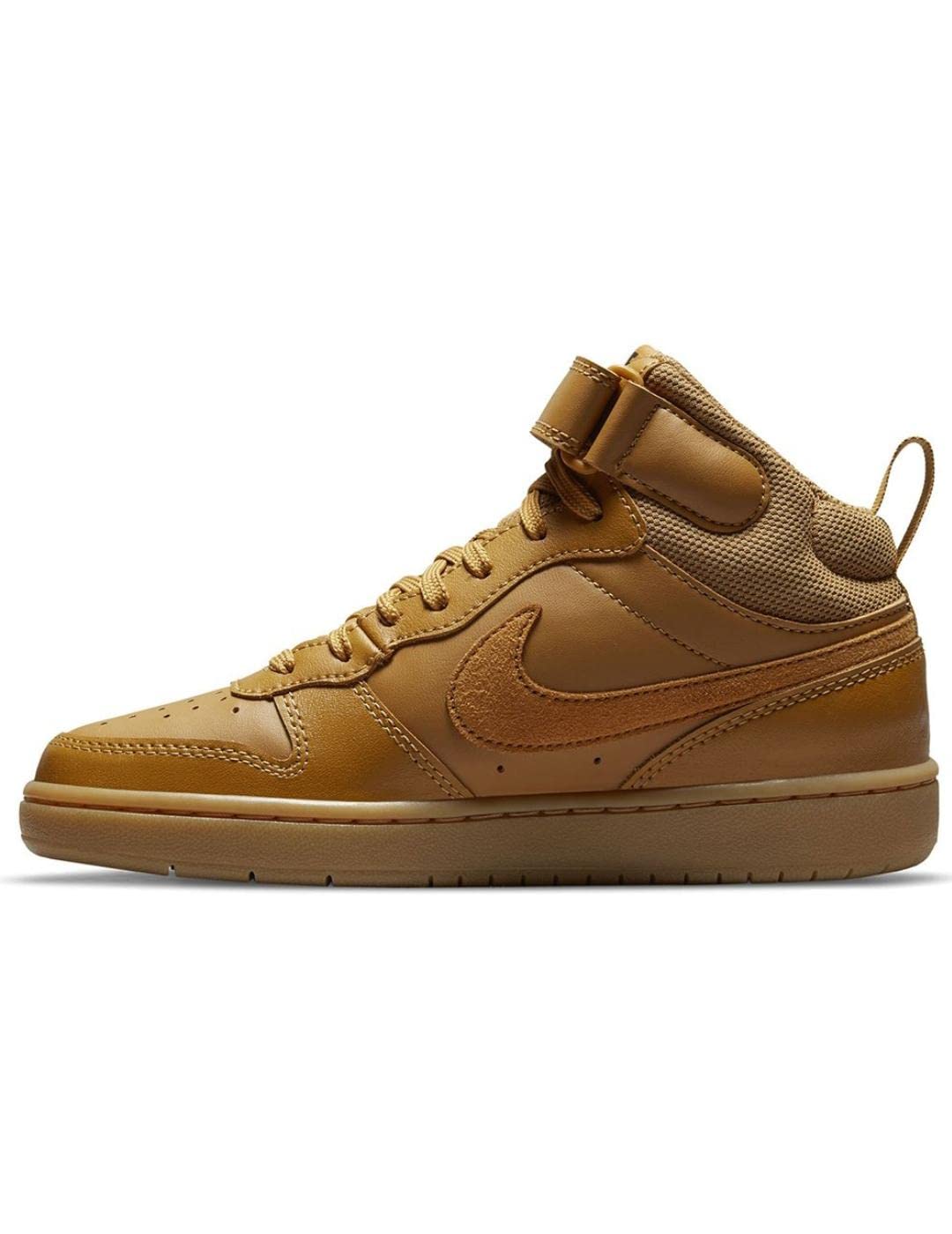 Nike Court Borough Mid 2 (Big Kid) Sneaker, Wheat/Wheat/Black/White, 4.5 US Unisex