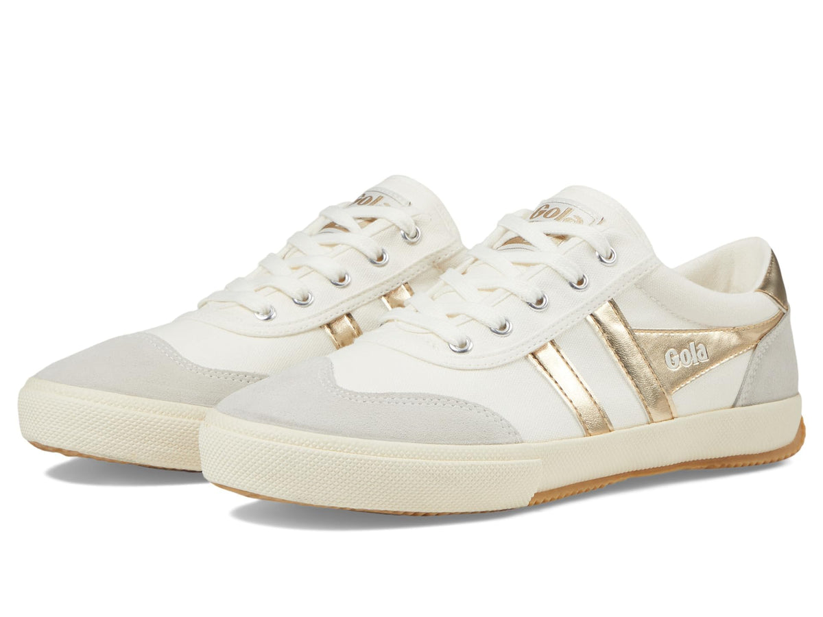 Gola Women's Badminton Sneaker, Off-White/Gold, 8.5
