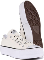 Converse Womens All Star Lift Ox Egret/Black/White Size 7.5