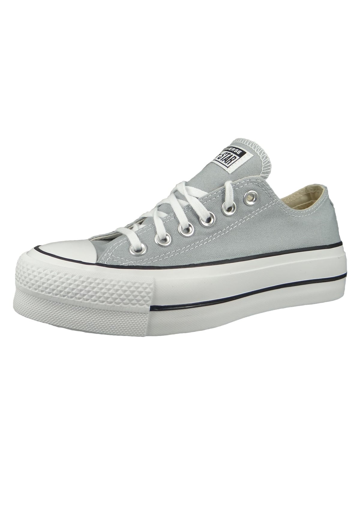 Converse Women's Seasonal Colour Platform Chuck Taylor All Star Low Top Wolf Grey/White/Black Womens 9