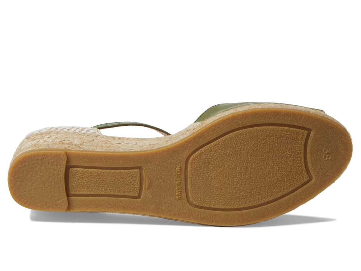 Eric Michael® Cash Wedged Sandals for Women – Leather and Textile Construction – Two-Tone Woven Pattern Green EU 38 (US Women's 7.5-8) M (B)