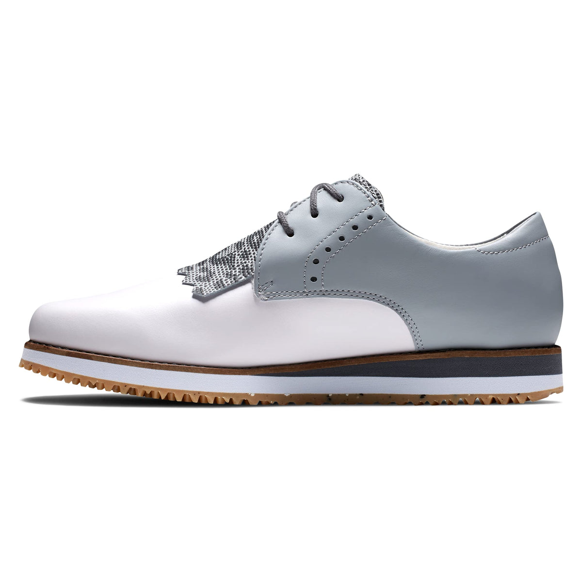 FootJoy Women's Sport Retro Previous Season Style Golf Shoe, White/Grey/Leopard, 9.5