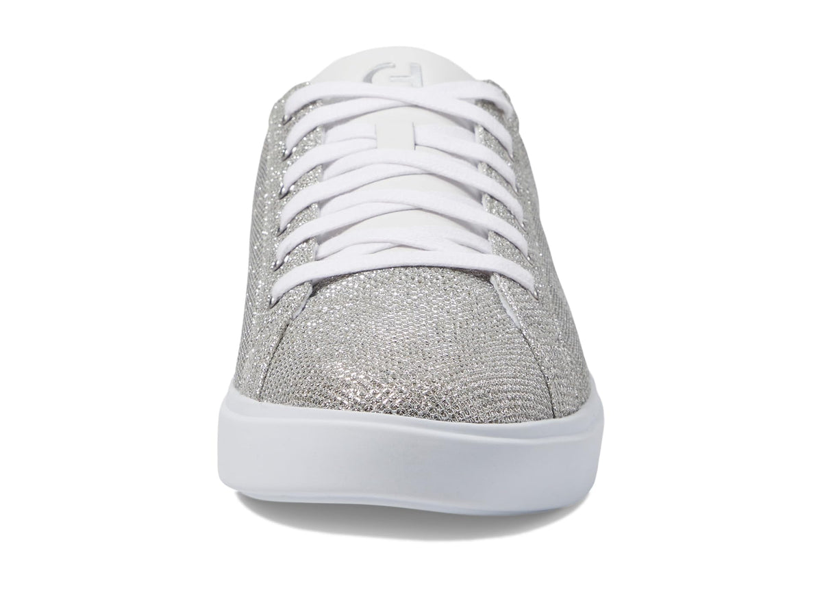 Cole Haan Women's Grand Crosscourt Daily Sneaker, Silver Glitter MESH/Optic White, 10.5
