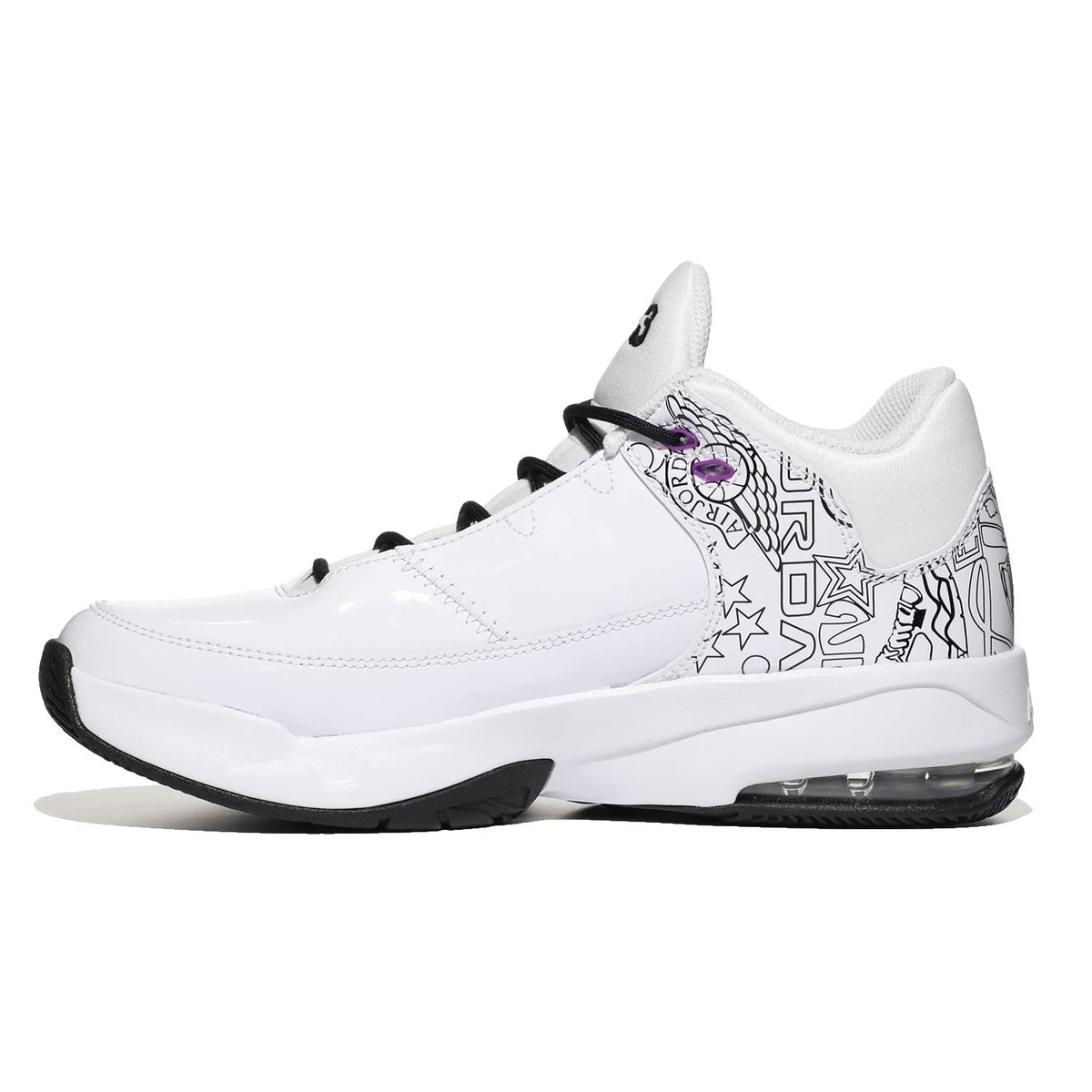 Jordan Girl's Max Aura 3 DIY (Big Kid) White/Black/Hyper Violet/University Blue 5 Big Kid M