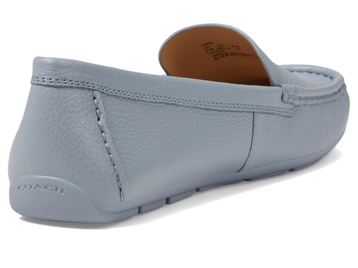 Coach® Marley Driver Women Loafers – Pebbled Leather Upper – Cushioned Footbed – Synthetic Lining – Gold Tone Grey Blue 5.5 B - Medium
