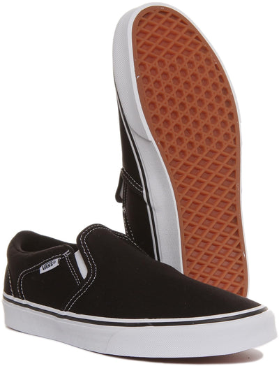 Vans Men's Asher Trainers, Canvas Black White, 7.5