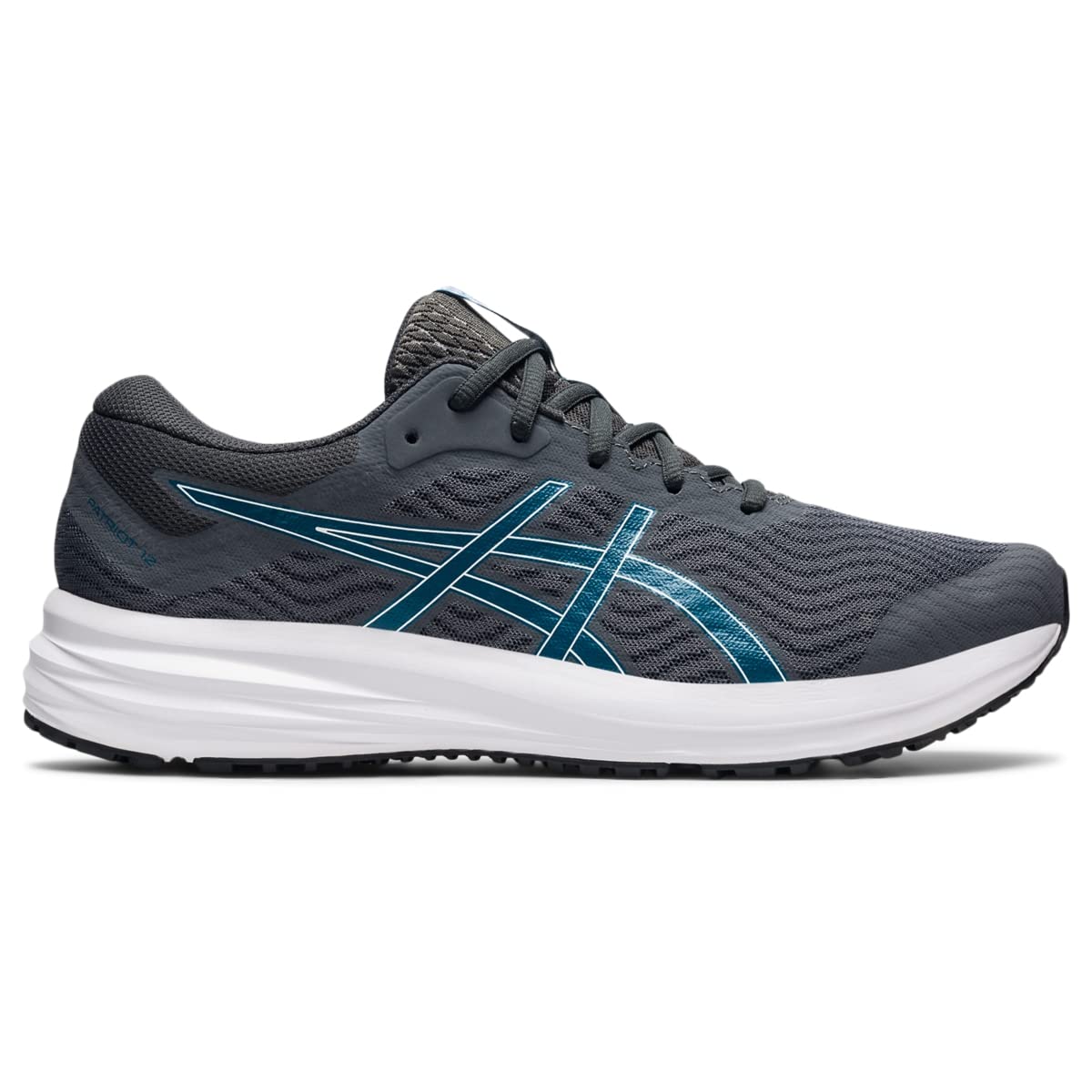ASICS Men's Patriot 12 Running Shoes, 13, Carrier Grey/DEEP SEA Teal