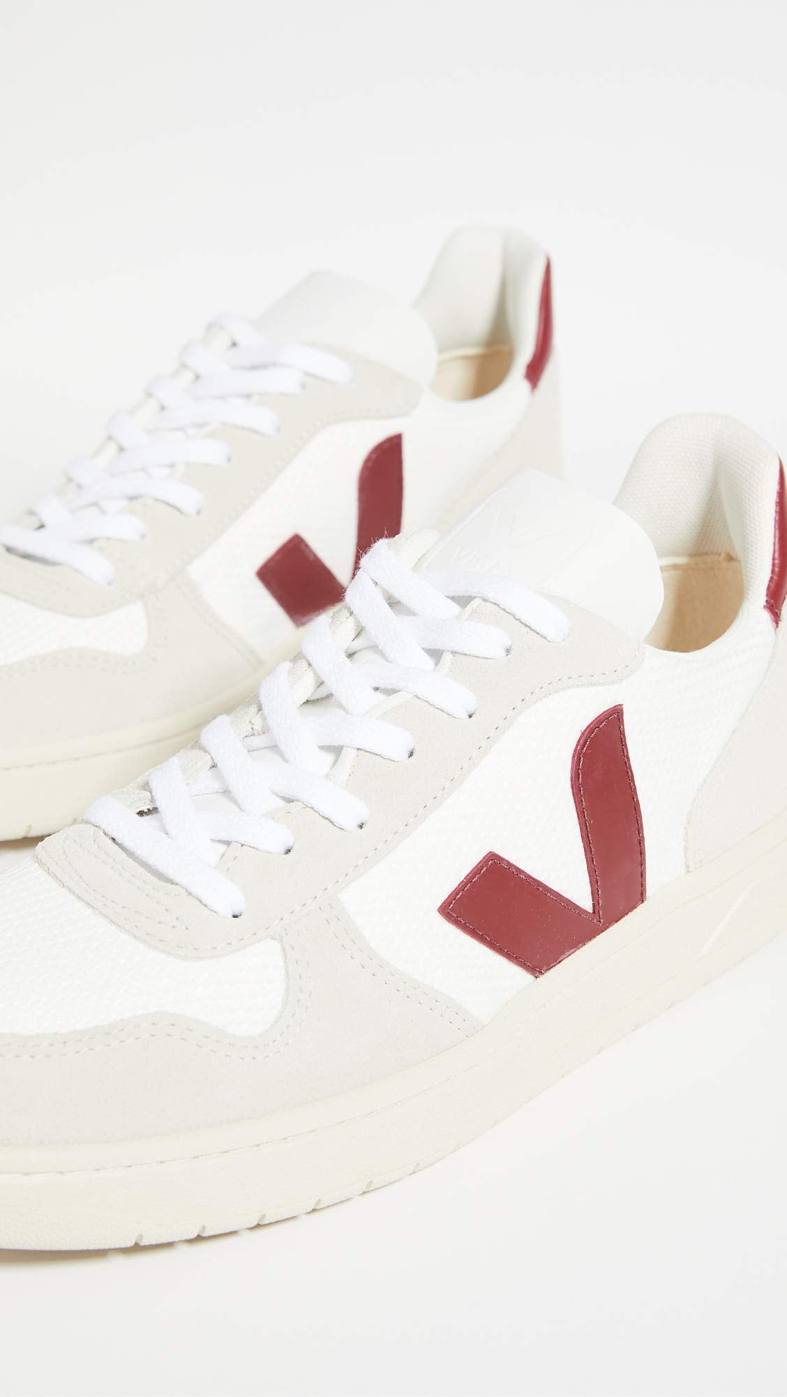 Veja Men's V-10 Sneakers, White/Natural/Marsala, 10 Medium US