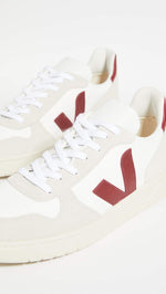 Veja Men's V-10 Sneakers, White/Natural/Marsala, 10 Medium US