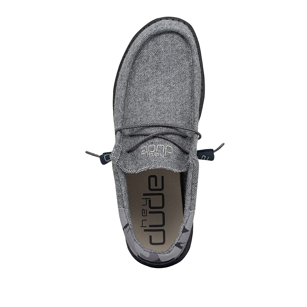 Hey Dude Men's Wally Funk Wool Grey Camo Size 8 | Men’s Shoes | Men's Lace Up Loafers | Comfortable & Light-Weight