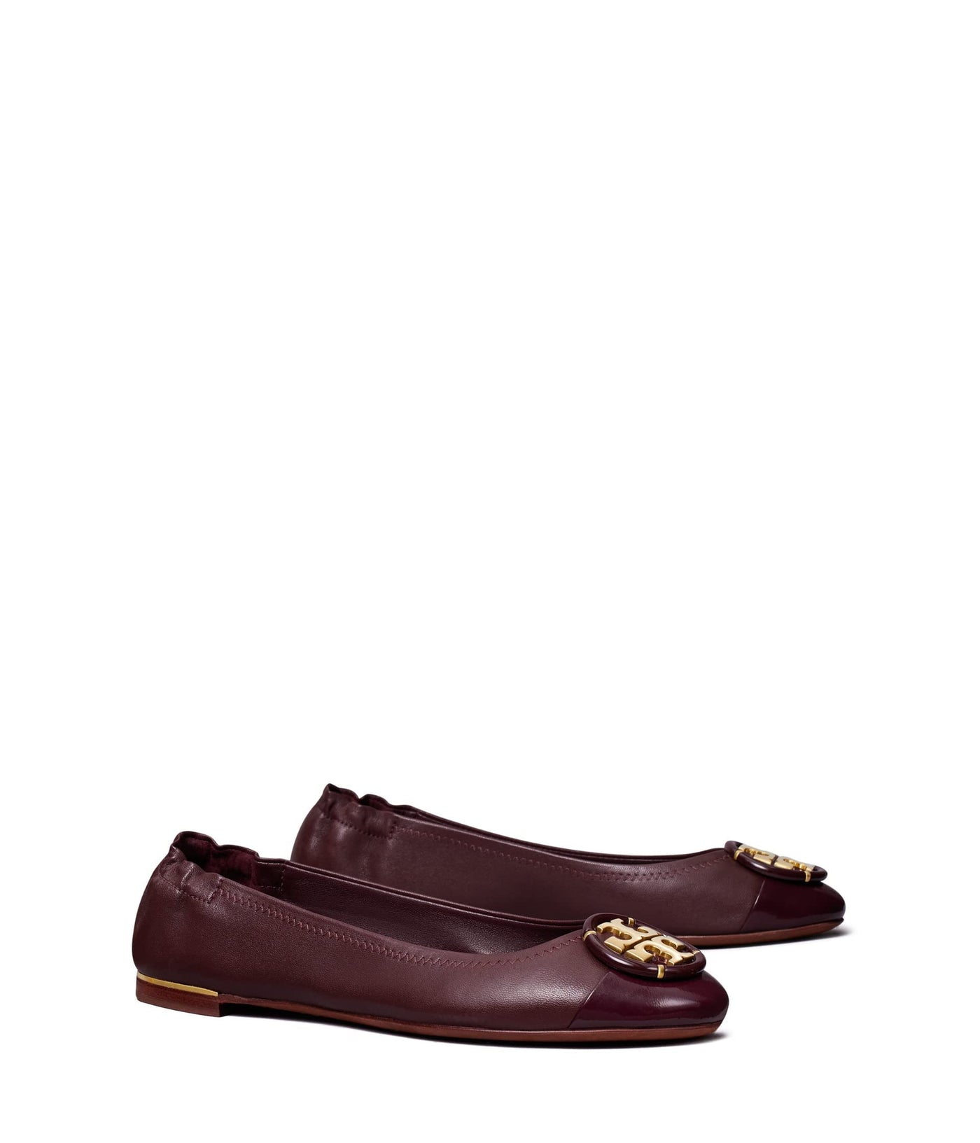 Tory Burch Multi Logo Cap-Toe Ballet Deep Berry/Deep Berry 9 M