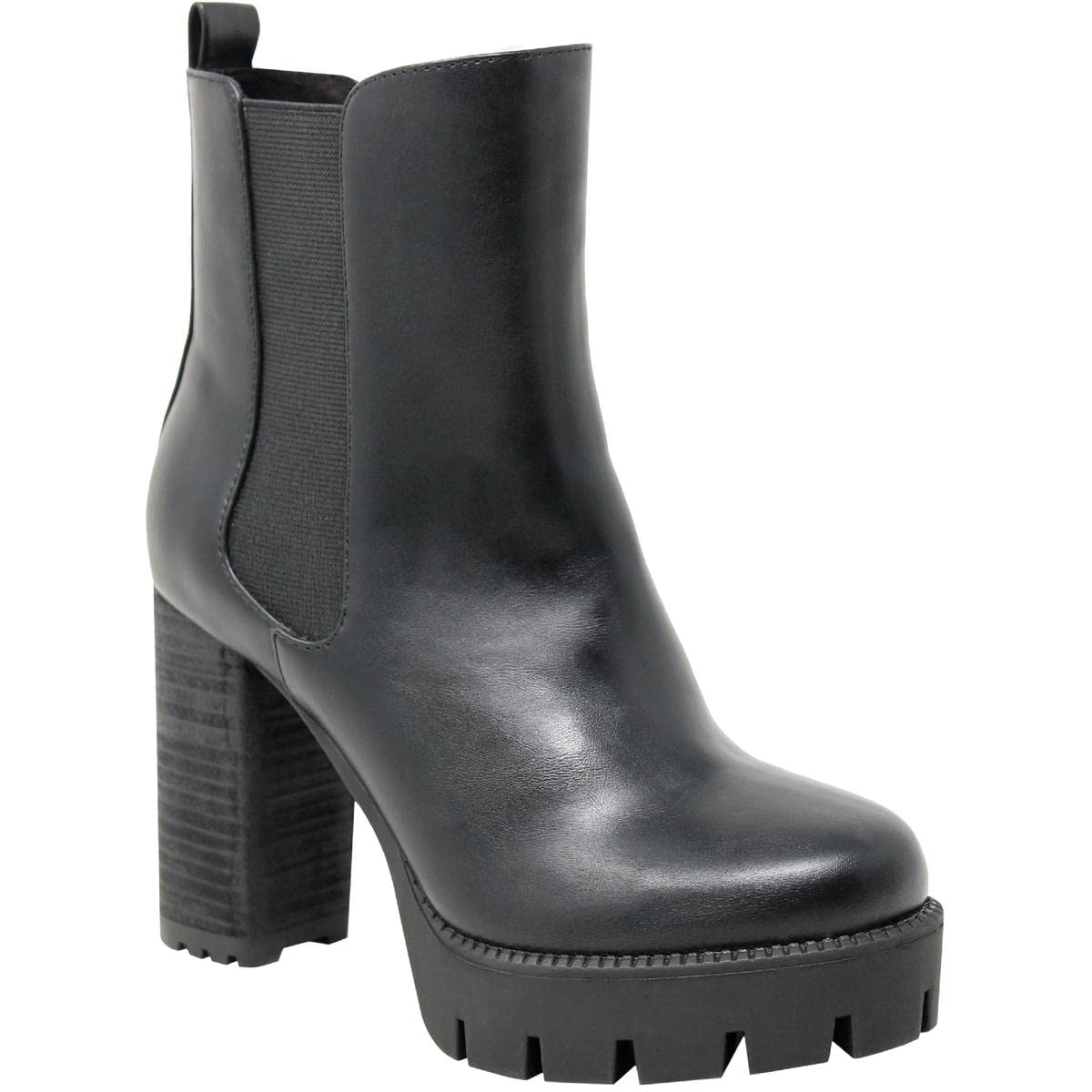 CHARLES BY CHARLES DAVID Women's Whim Faux Leather Stacked Heel Boot Black 7