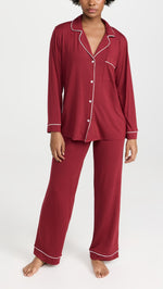 Eberjey Gisele Classic Women's Pajama Set | Long Sleeve Button Down Shirt with Front Pocket, Shorts with Elastic Waist | Super Soft Lightweight Breathable Modal Jersey Fabric Sleepwear