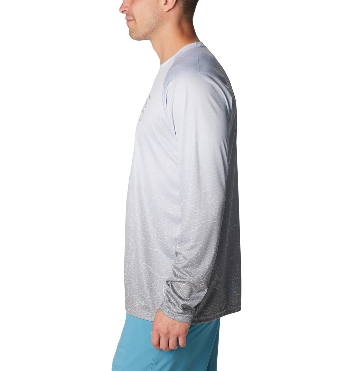 Columbia Men's Super Terminal Tackle PFG Super Fade Long Sleeve, Cirrus Grey Techcamo/Bathymetric Super Fade, Medium
