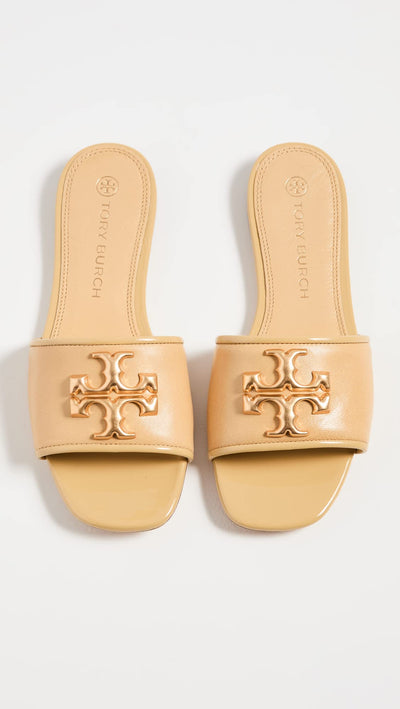 Tory Burch Women's Eleanor Slides, Cornbread, Yellow, Gold, 9.5 Medium US