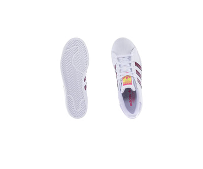 adidas Originals Womens Superstar Sneaker, Cloud White/Victory Crimson/Purple Tint, 6.5
